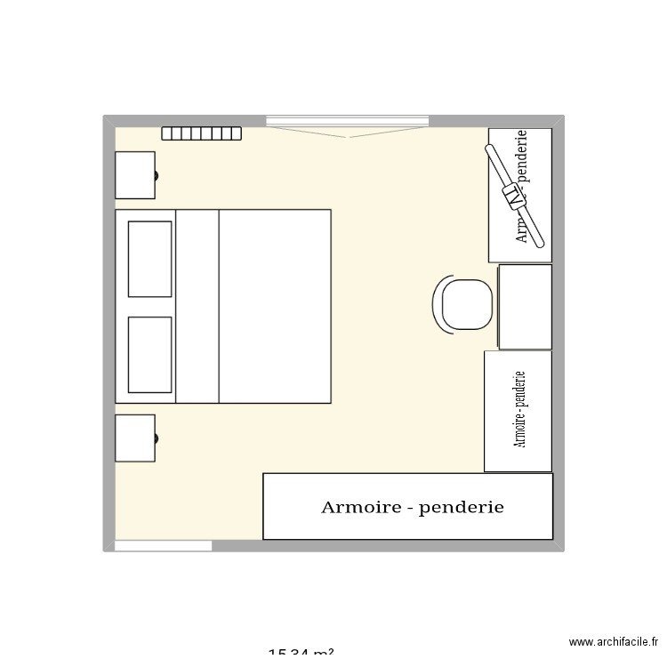 Futur chambre . Plan de 1 pièce et 15 m2