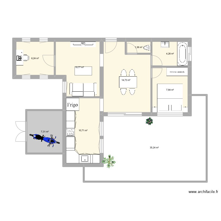 maison conteneur 01. Plan de 9 pièces et 98 m2