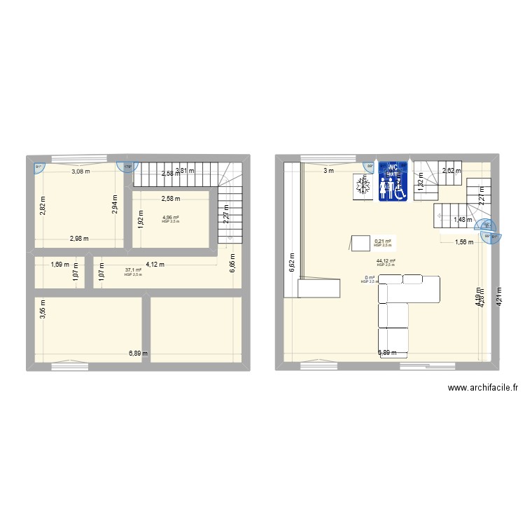 MAISON CF. Plan de 5 pièces et 87 m2