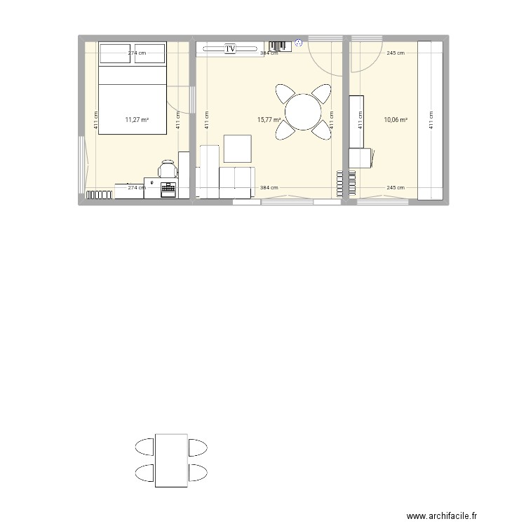 Appartement Tarnos. Plan de 3 pièces et 37 m2