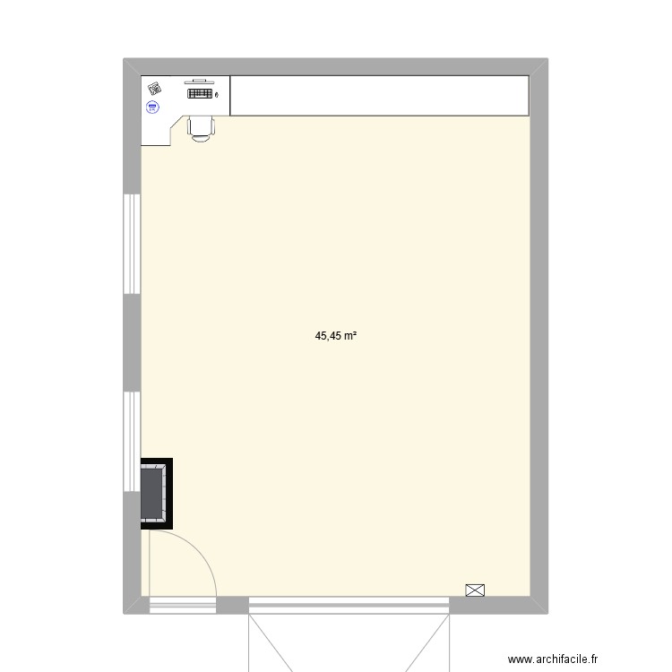 garage atelier. Plan de 1 pièce et 45 m2