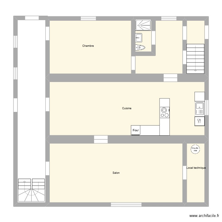 Rez-de-chaussée maison Giez nouveau. Plan de 4 pièces et 106 m2