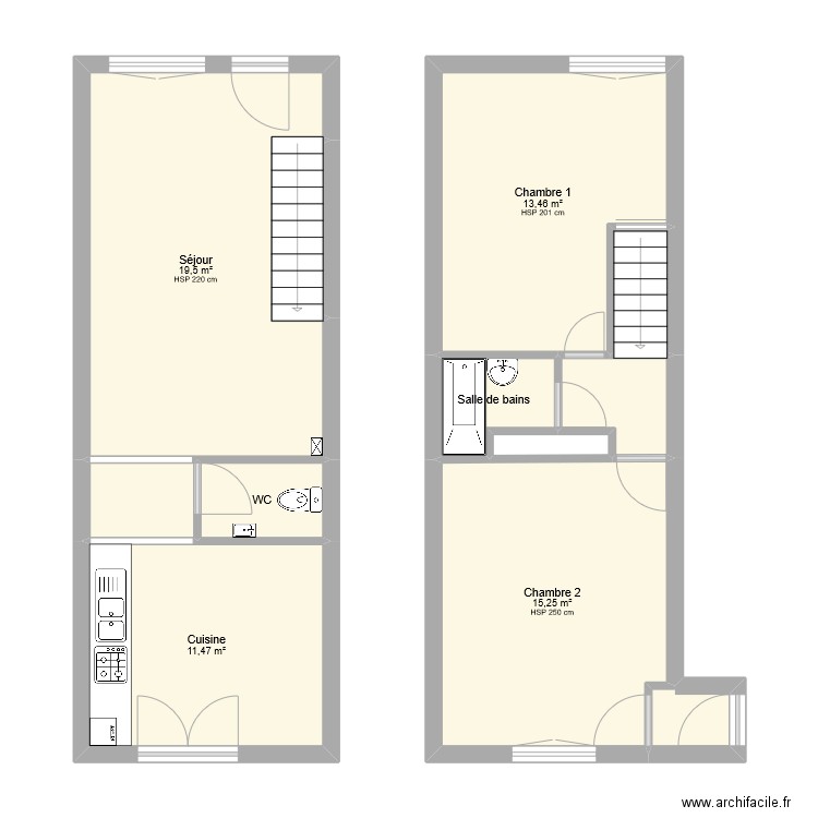 80_JJ. Plan de 12 pièces et 73 m2