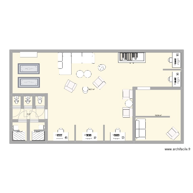 co living. Plan de 7 pièces et 119 m2