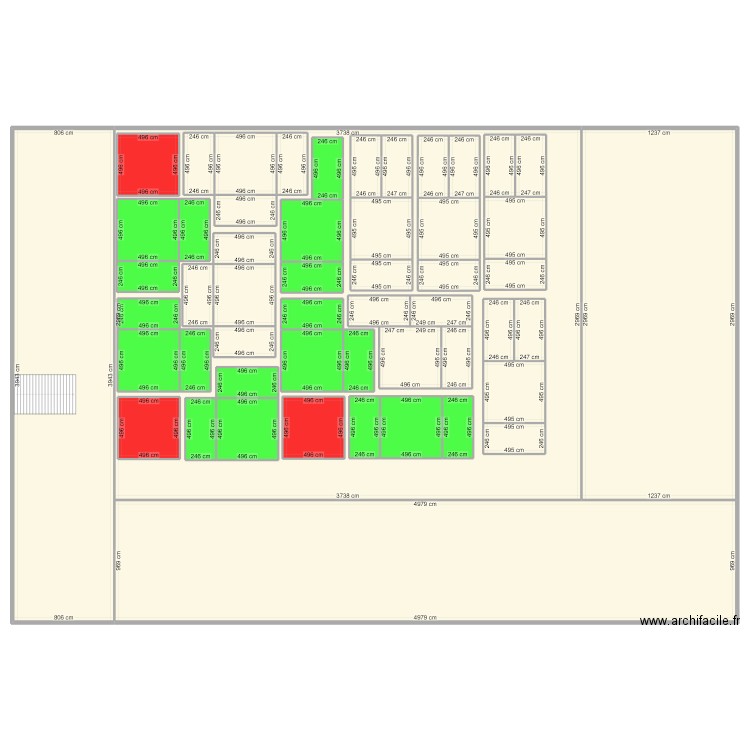 Projet plan bloc. Plan de 53 pièces et 3073 m2