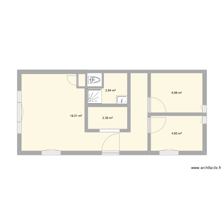 maison Pontaillac. Plan de 5 pièces et 35 m2