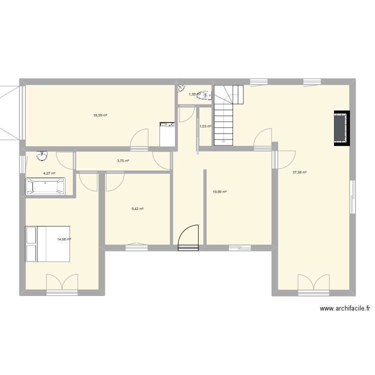 Pontivy. Plan de 9 pièces et 111 m2