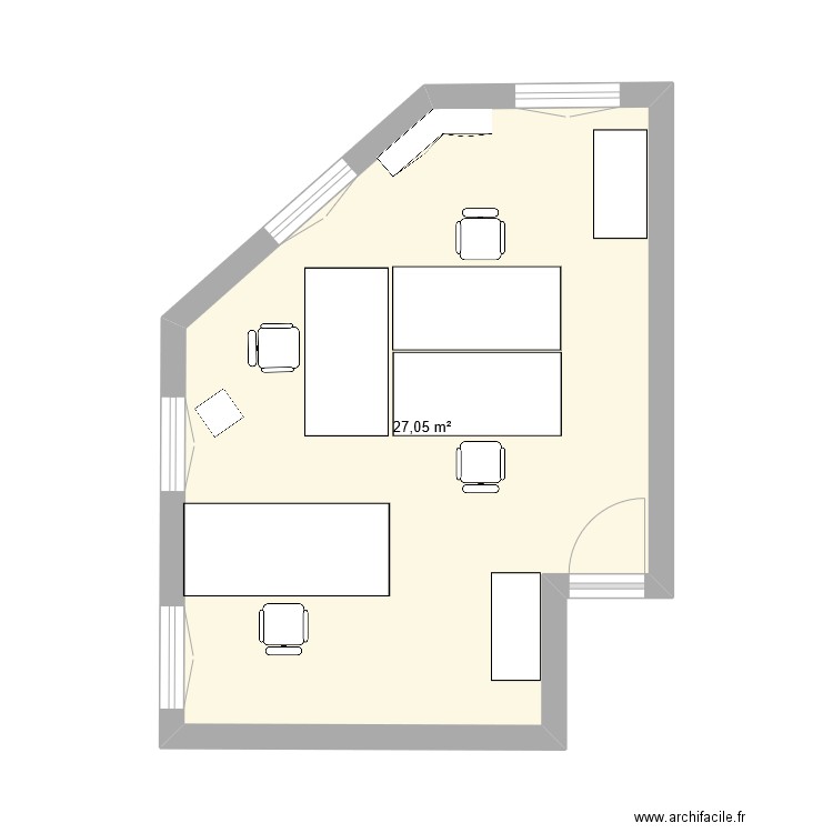 Bureau v2. Plan de 1 pièce et 27 m2