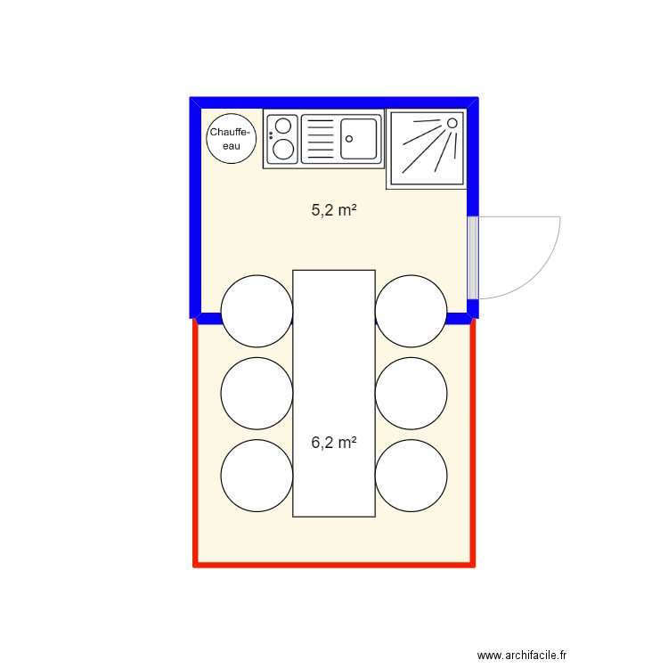 porspoder. Plan de 2 pièces et 11 m2