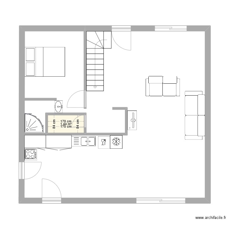 carquefou erdre. Plan de 1 pièce et 1 m2