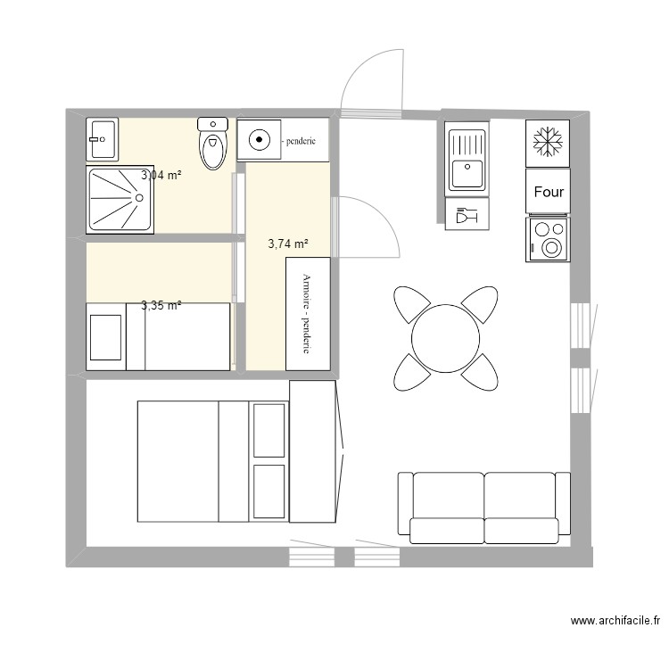 PLAN 1 CAURERETS. Plan de 3 pièces et 10 m2