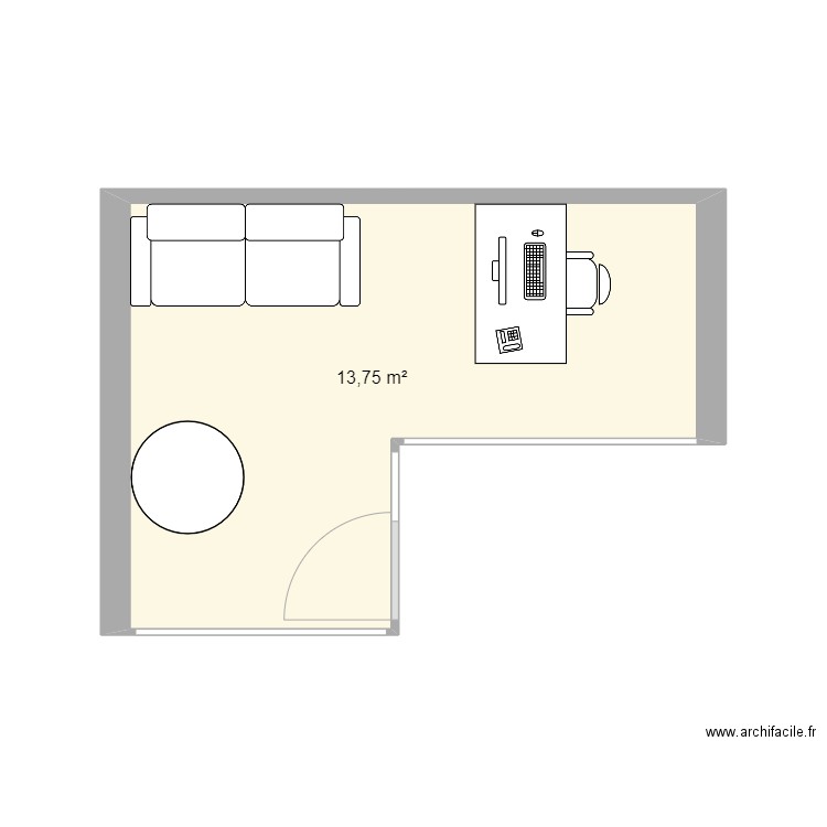 Réception V2. Plan de 1 pièce et 14 m2