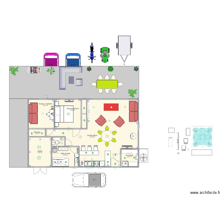 Mauzun 2CH. Plan de 9 pièces et 81 m2