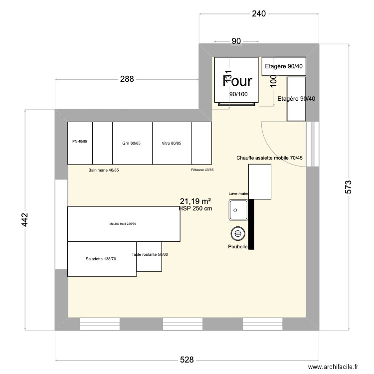 Bondues 2 (sans débarassage). Plan de 1 pièce et 21 m2