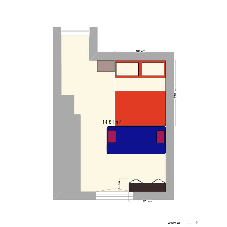 Chambre d'amis 3. Plan de 1 pièce et 15 m2