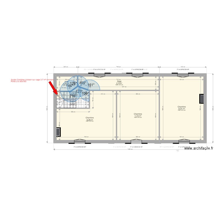 MELOULI. Plan de 17 pièces et 228 m2