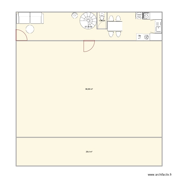 Atelier. Plan de 4 pièces et 154 m2