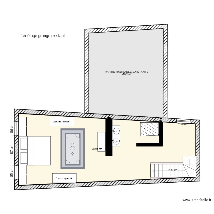 1er etage antho. Plan de 4 pièces et 65 m2