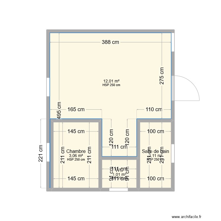 Appartements à louer FCV. Plan de 4 pièces et 18 m2
