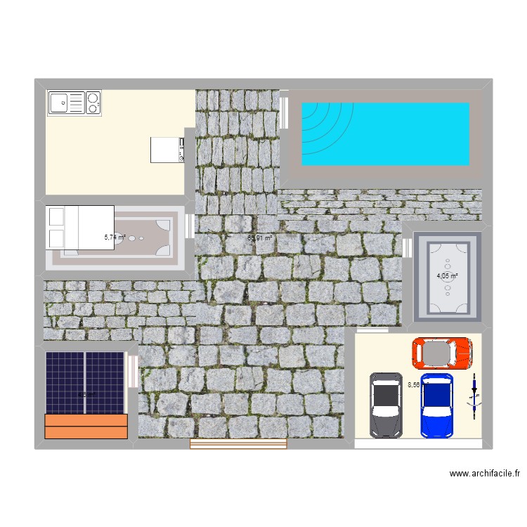 تصميم باسم. Plan de 5 pièces et 90 m2