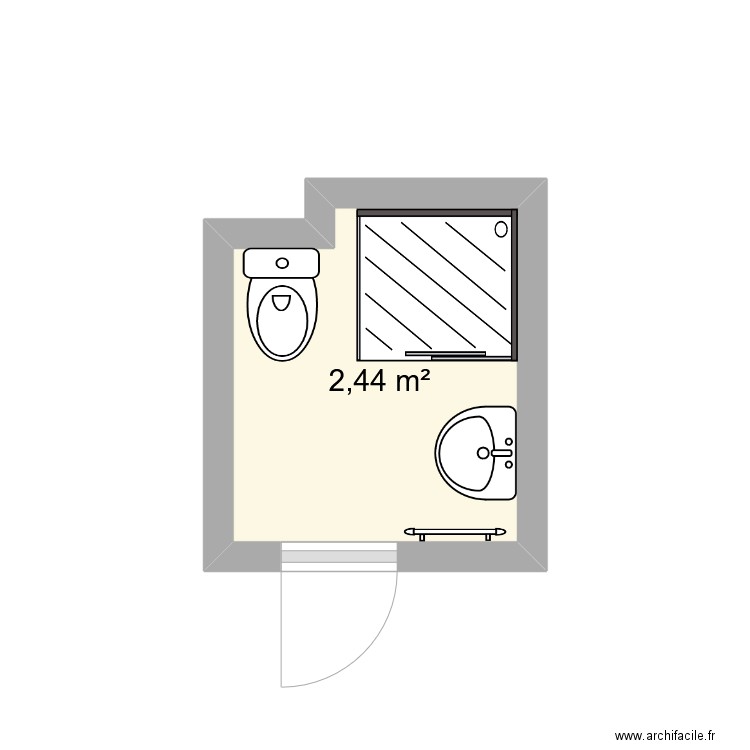 Salle de Bain Queen. Plan de 1 pièce et 2 m2