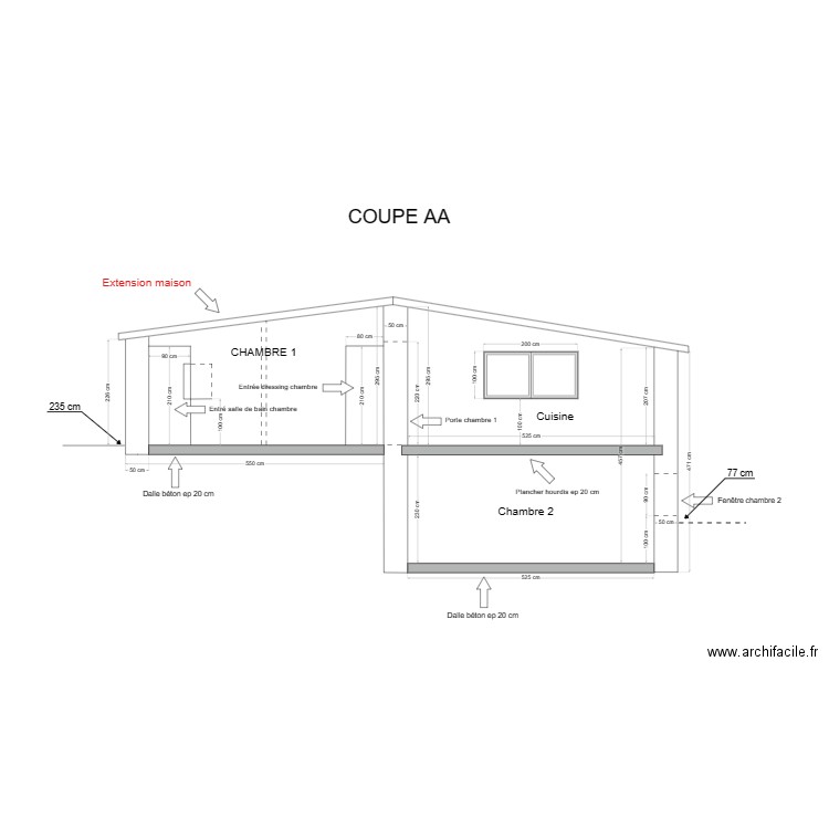 COUPE AA bis. Plan de 0 pièce et 0 m2