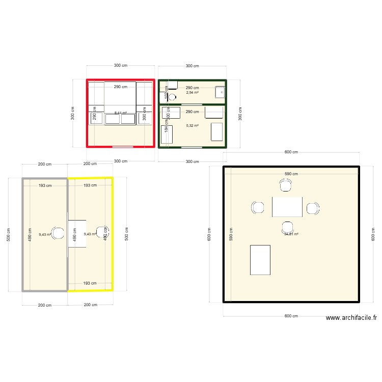 plan tente médiévales. Plan de 6 pièces et 70 m2