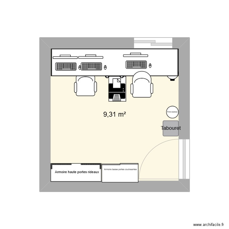 projet 4 bureau . Plan de 1 pièce et 9 m2