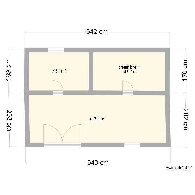 Boris plan. Plan de 3 pièces et 16 m2