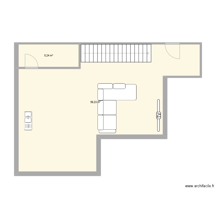 bale. Plan de 2 pièces et 64 m2