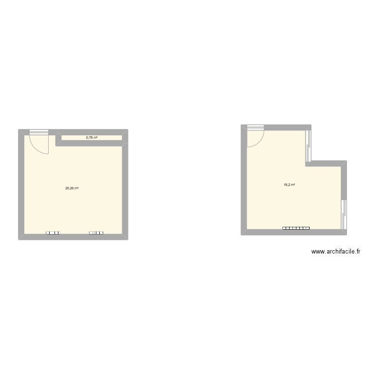 bureau. Plan de 3 pièces et 39 m2