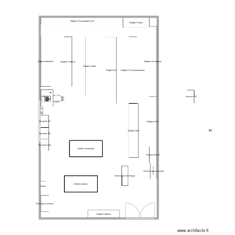 Maintenance test. Plan de 1 pièce et 84 m2