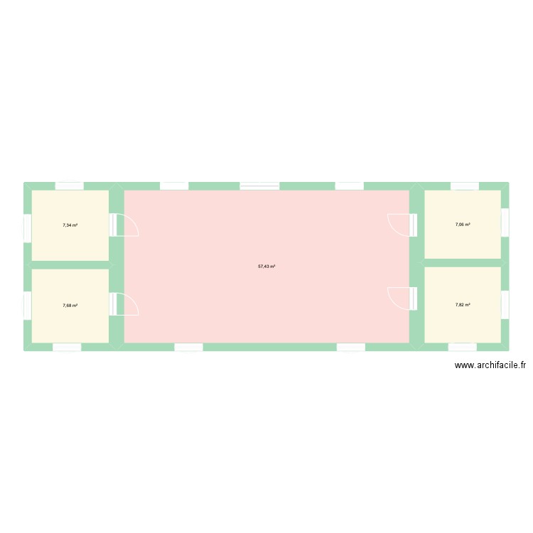 Rez de chaussée salon. Plan de 5 pièces et 87 m2