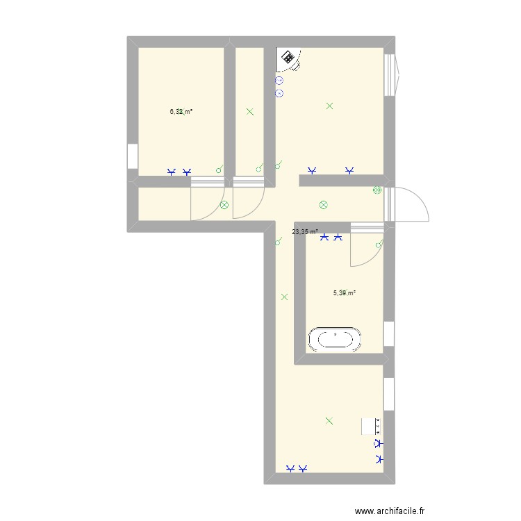 APPARTEMENT. Plan de 3 pièces et 35 m2