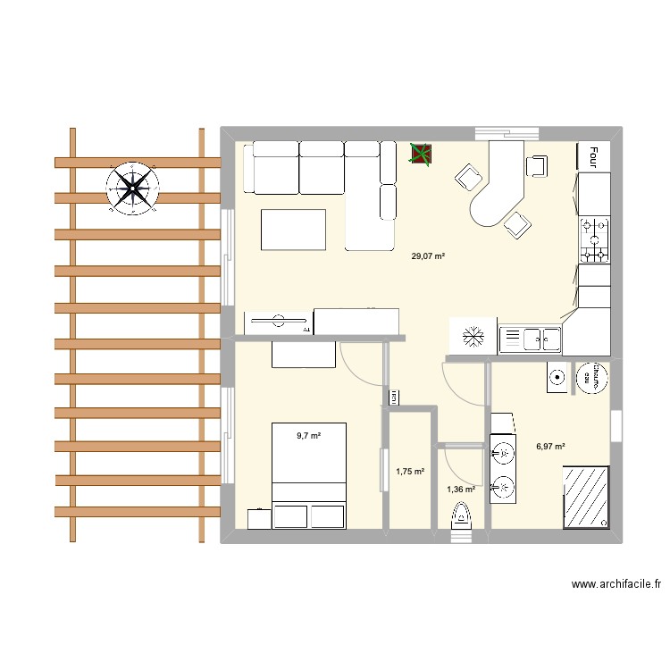 HOME 50m2. Plan de 5 pièces et 49 m2