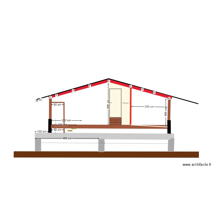 COUPE COURTOTE JUILLET 2024. Plan de 1 pièce et 4 m2