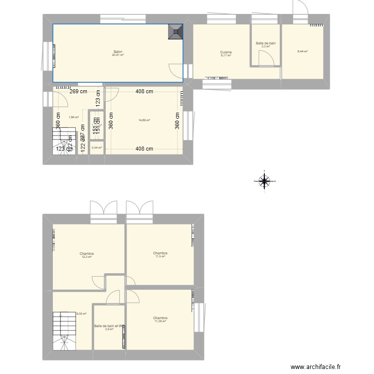 BECON. Plan de 13 pièces et 112 m2