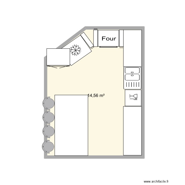 Cuisine 2. Plan de 1 pièce et 15 m2