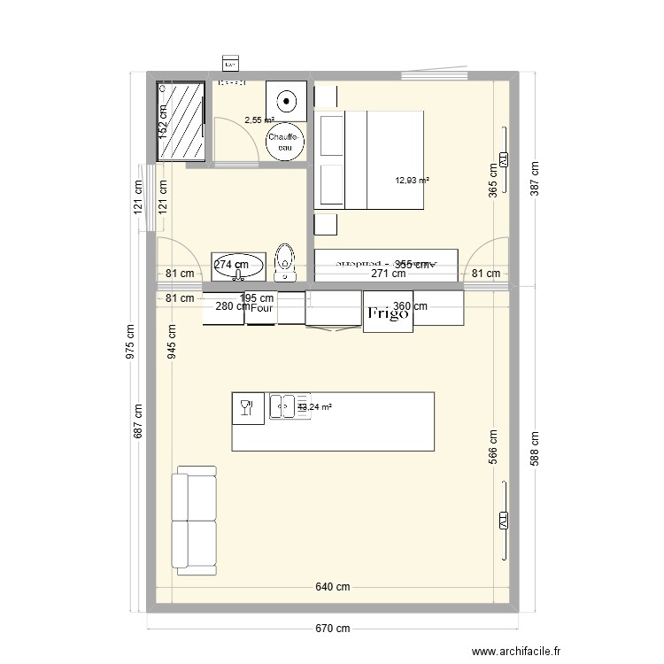 maison mattéo. Plan de 3 pièces et 59 m2