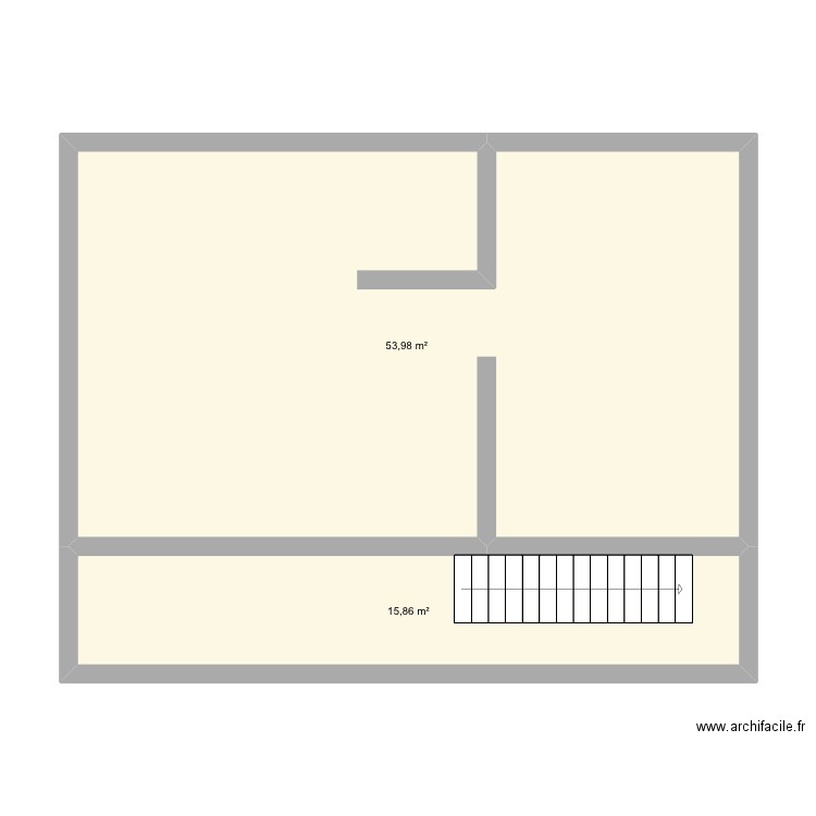 1er étage. Plan de 2 pièces et 70 m2