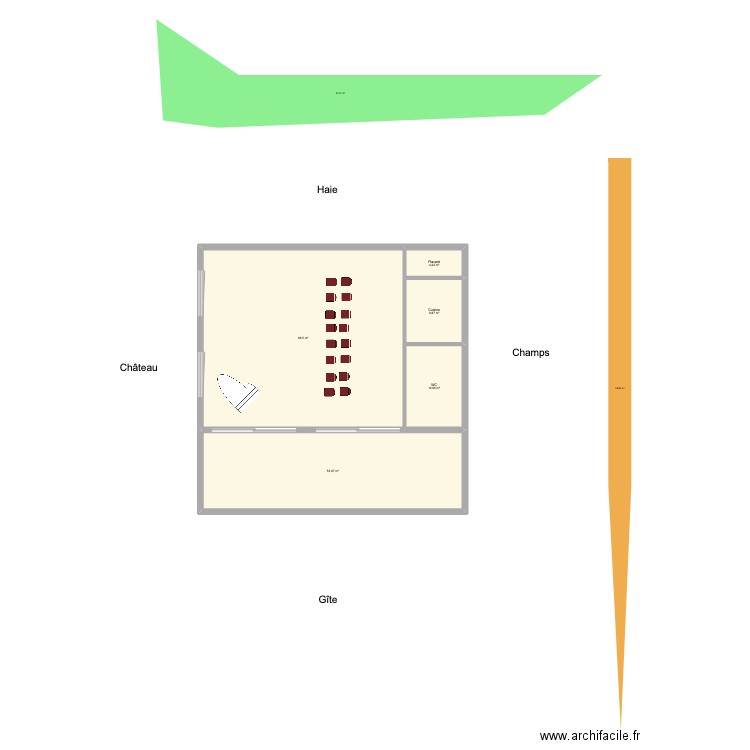 salle gite avec sanitaires carrée 3. Plan de 5 pièces et 177 m2