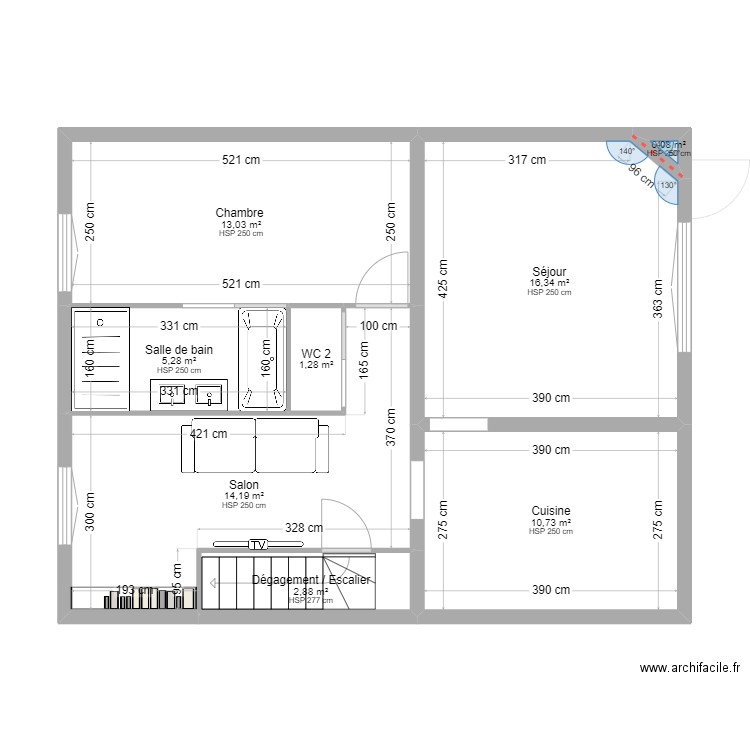 Plan Maison du Mans Pas Agrandissement Version 2 3Ch. . Plan de 17 pièces et 166 m2