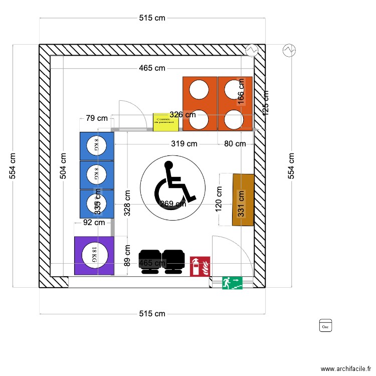 LAVERIE PLAN BASE. Plan de 1 pièce et 23 m2