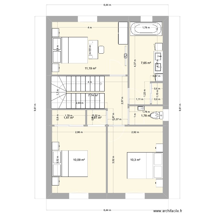 etage Med-Prov.. Plan de 8 pièces et 51 m2