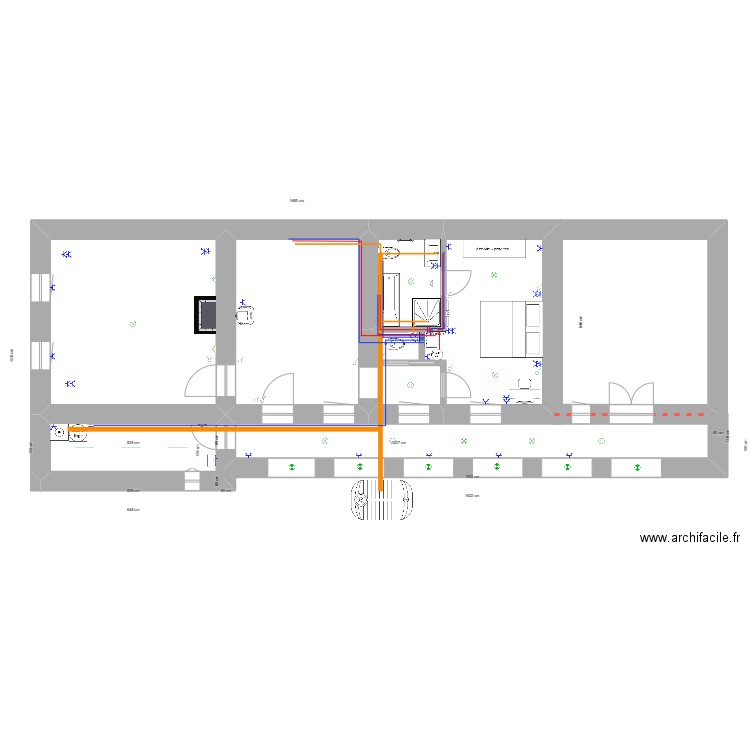 Csogle eaux et éllectricité. Plan de 5 pièces et 75 m2