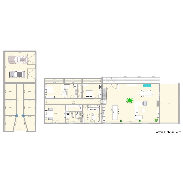 Villa Tarzan 20. Plan de 28 pièces et 805 m2