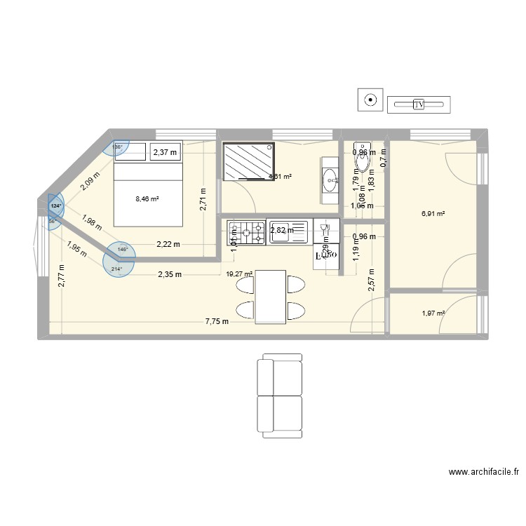 laragne 5. Plan de 5 pièces et 41 m2