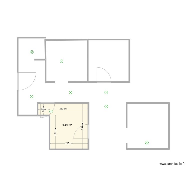 jblt. Plan de 1 pièce et 6 m2