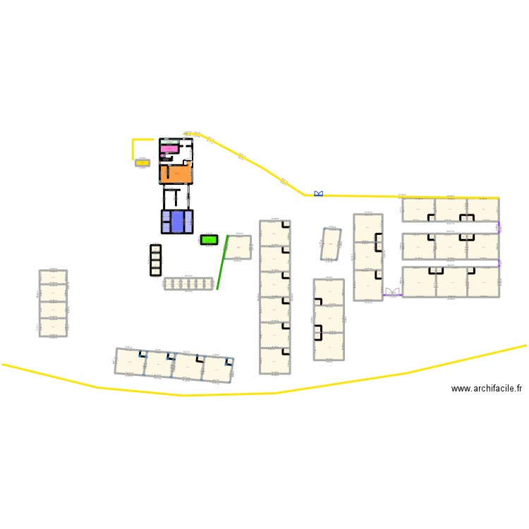 Structure Les Anges Gardiens . Plan de 77 pièces et 3447 m2