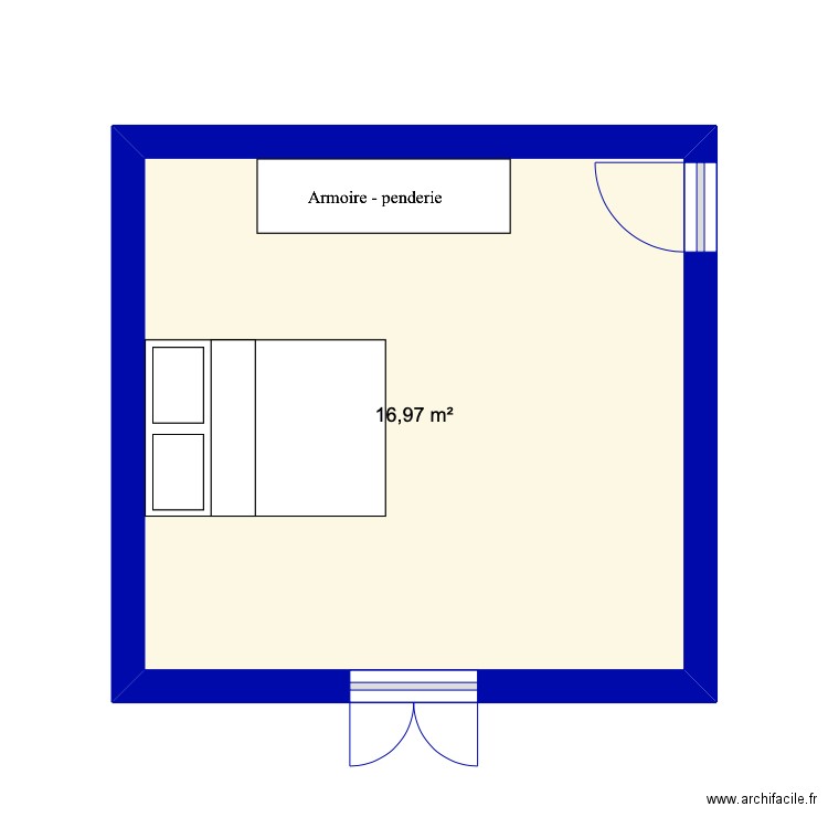 chambre nous. Plan de 1 pièce et 17 m2